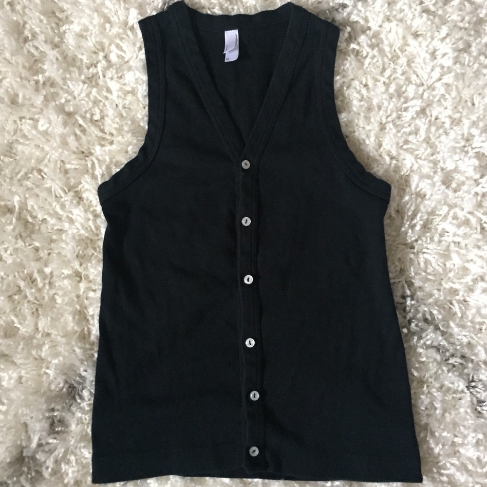 American Apparel Black Button Down Vest